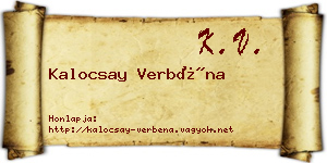 Kalocsay Verbéna névjegykártya